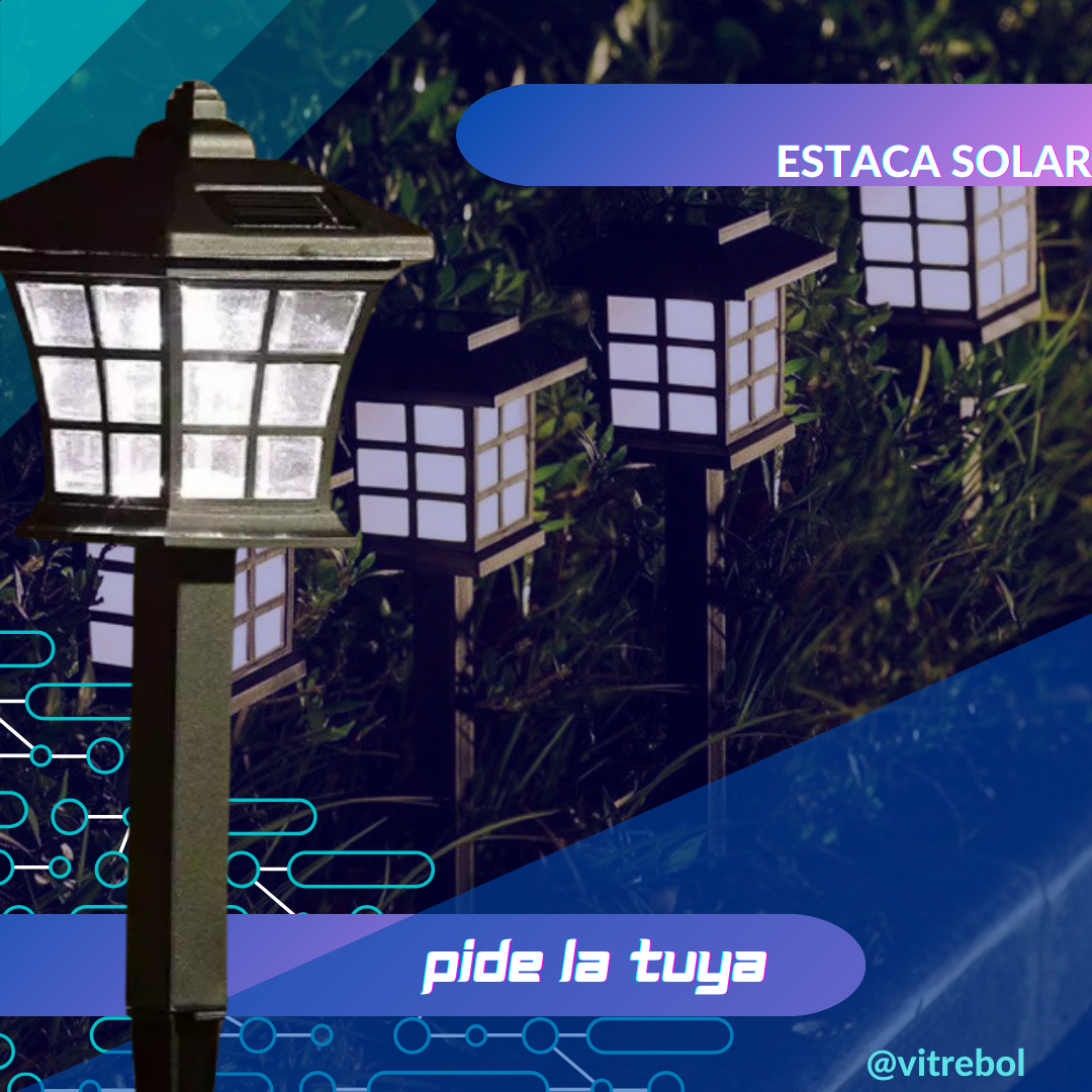 PACK 4 Estacas Solares Tipo Japonesa - Carga con panel solar - Ilumina Tus Jardines.