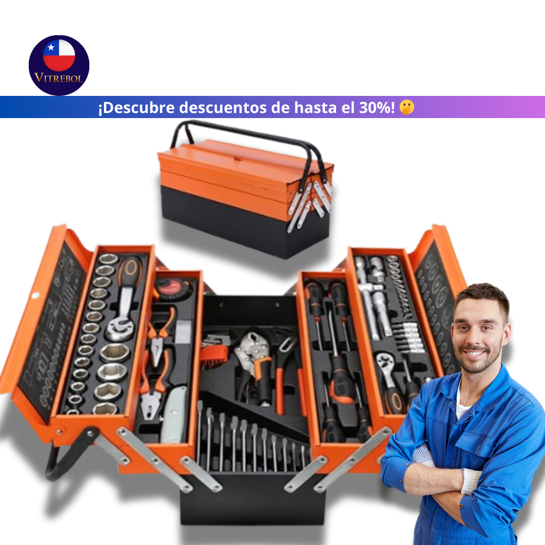 Caja baúl Metálico de herramienta con 85 piezas - para todos tus trabajos