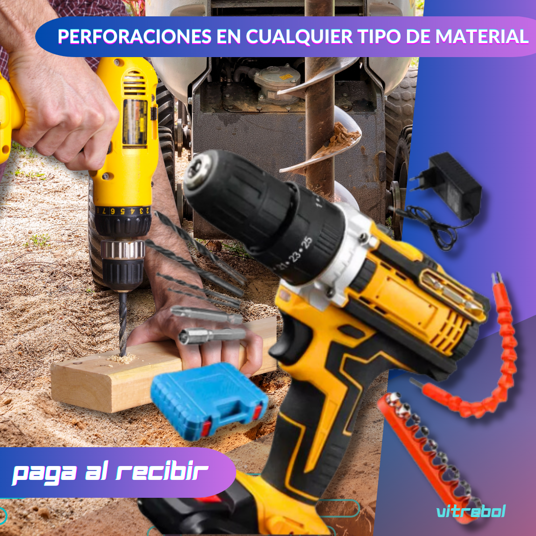 Kit Taladro Inalámbrico - con 2 baterias de litio