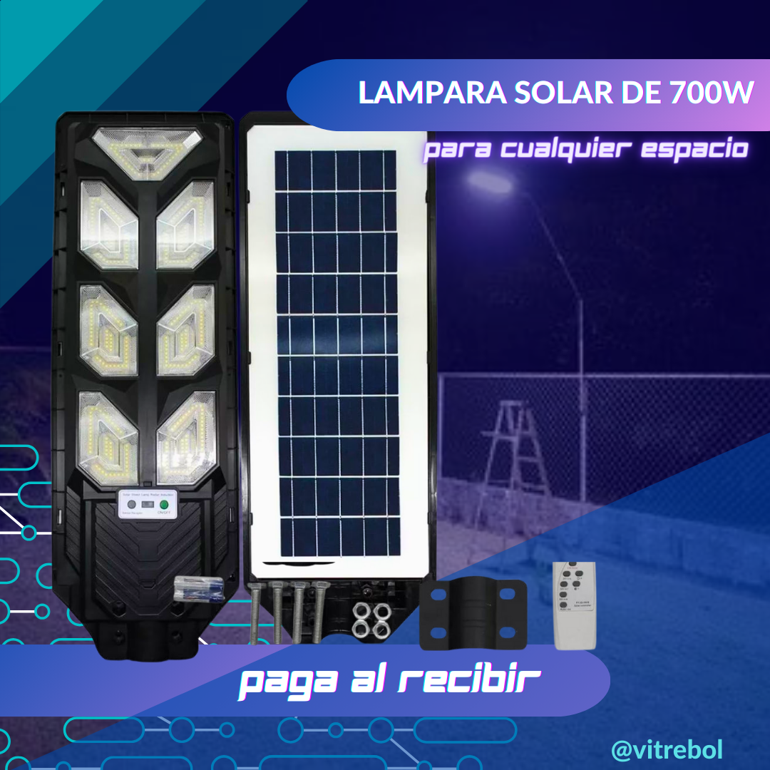 LAMPARAS DE EXTERIOR CON CARGA SOLAR - 400 W - 700 W - 1000W - 1500W