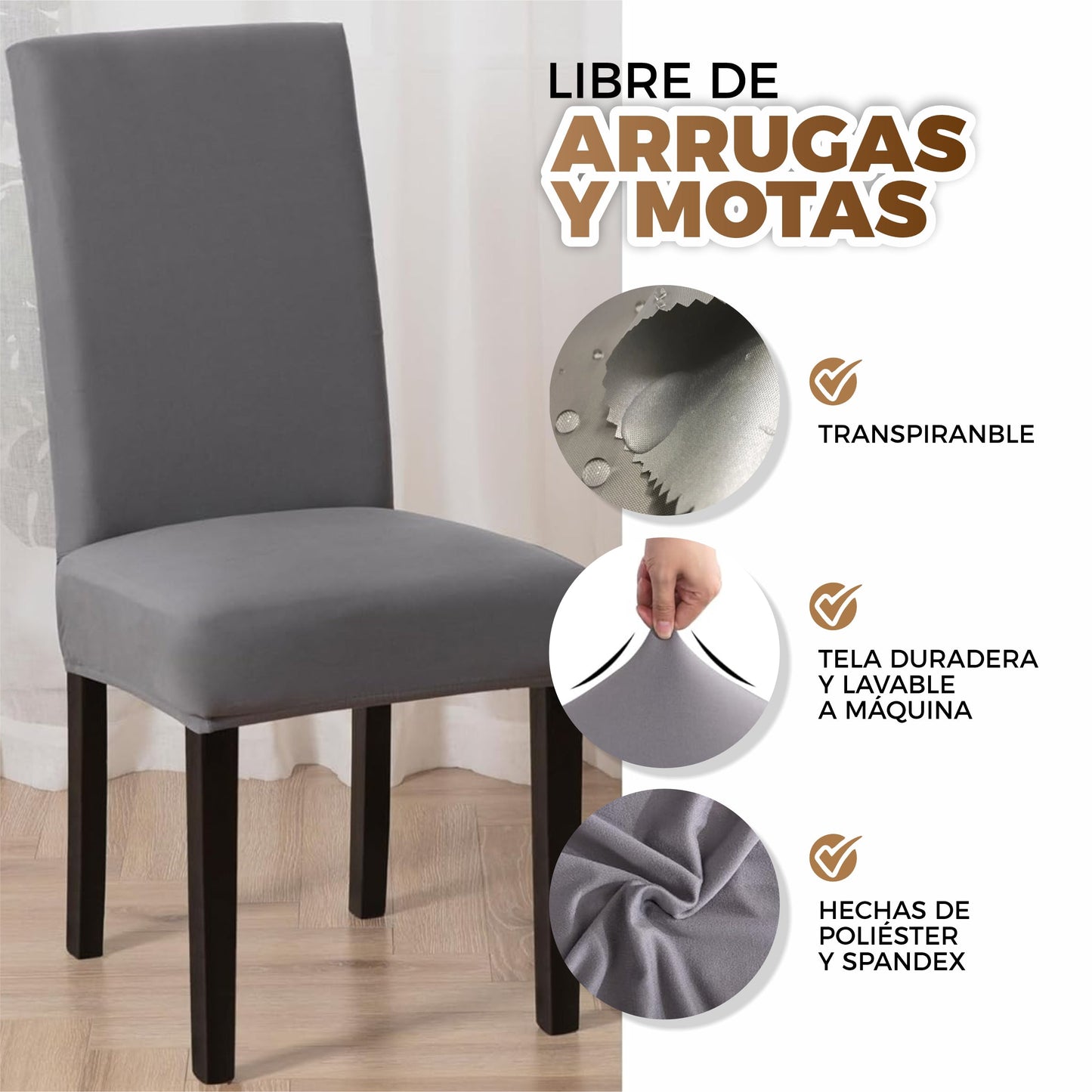 Set 2 Fundas Elásticas Adaptables Para Sillas - BeautyChair©