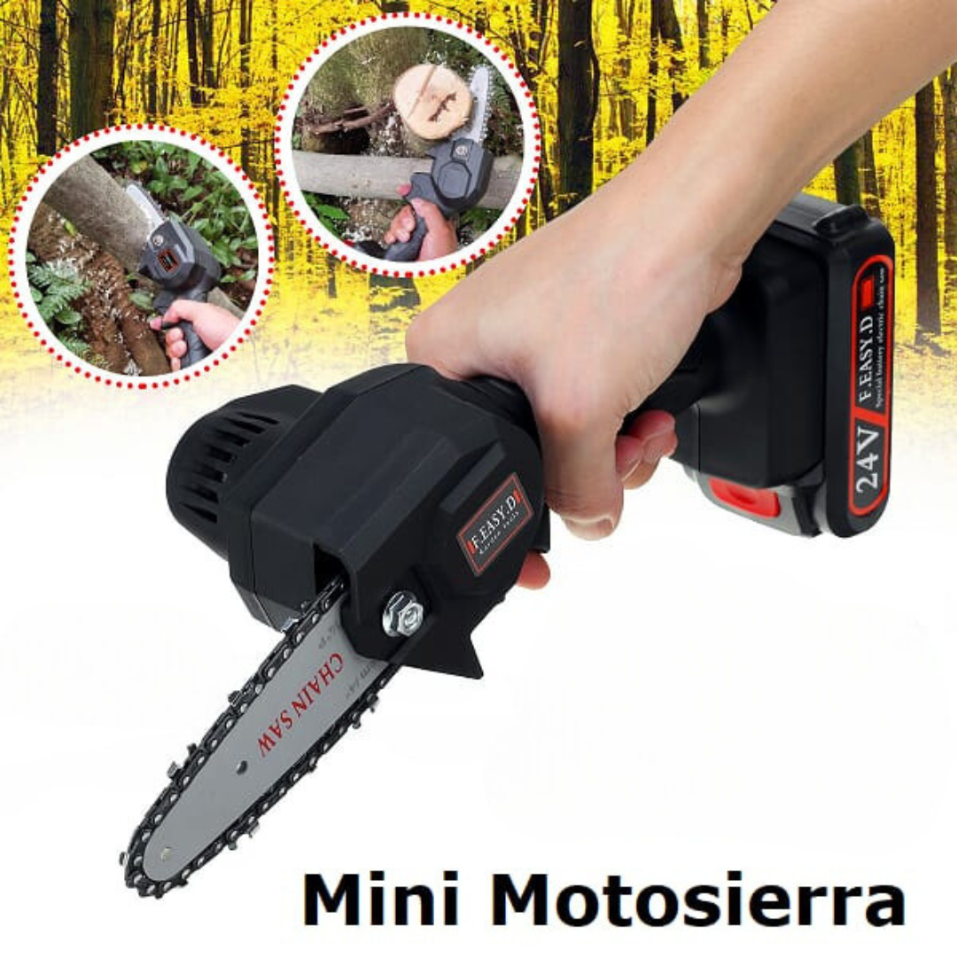 Mini motosierra inalambrica con 2 baterias de 24 vatios