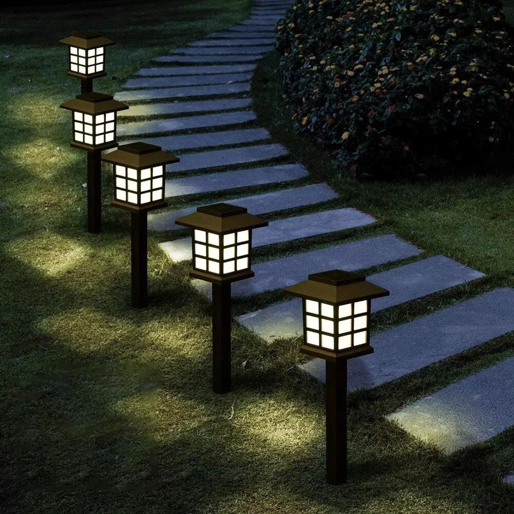 PACK 4 Estacas Solares Tipo Japonesa - Carga con panel solar - Ilumina Tus Jardines.