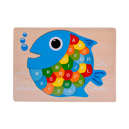 Kids Fun™ Rompecabezas 3D de Madera Pez Interactivo | Juego Didáctico Multicolor para Niños +3 Años