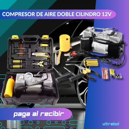 Compresor Aire Doble Cilindro 12v  4x4