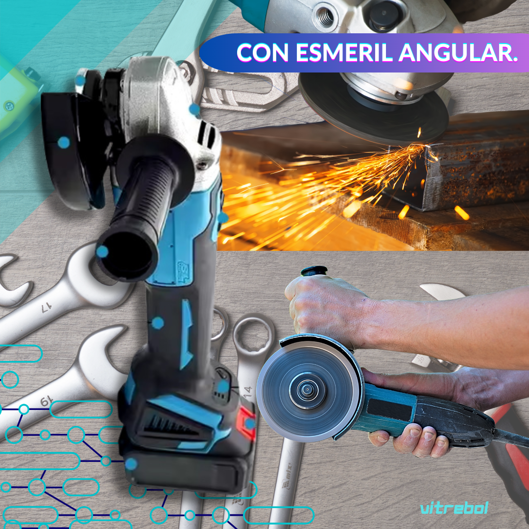 Kit de 6 Herramientas 98v - Taladro, llave de impacto, esmeril angular, rotomartillo, mini sierra y sierra circular