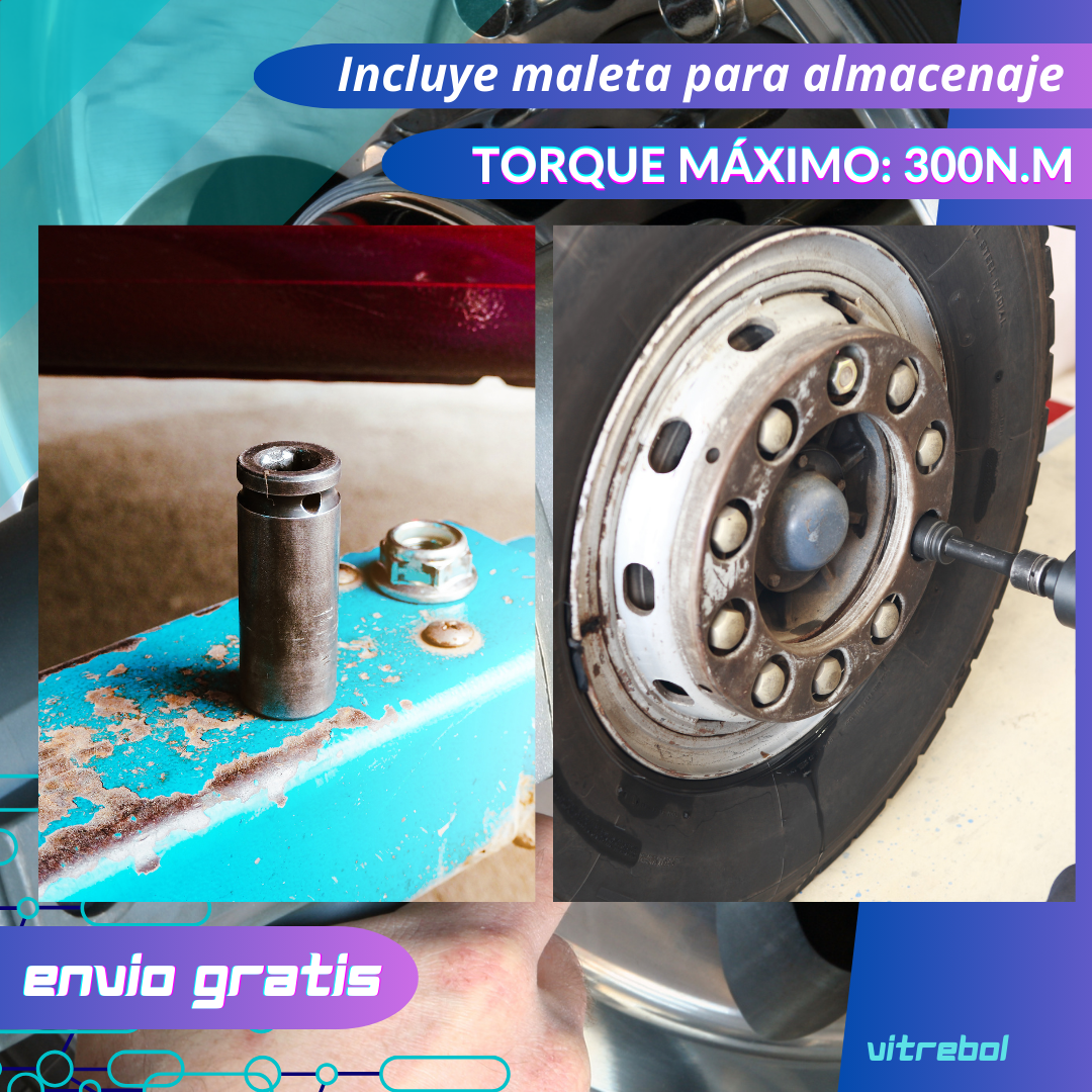 Llave de Impacto de 20V - Original marca Total 2 Baterías, viene en maleta plástica - Trae 2 dados (19, 21 mm)
