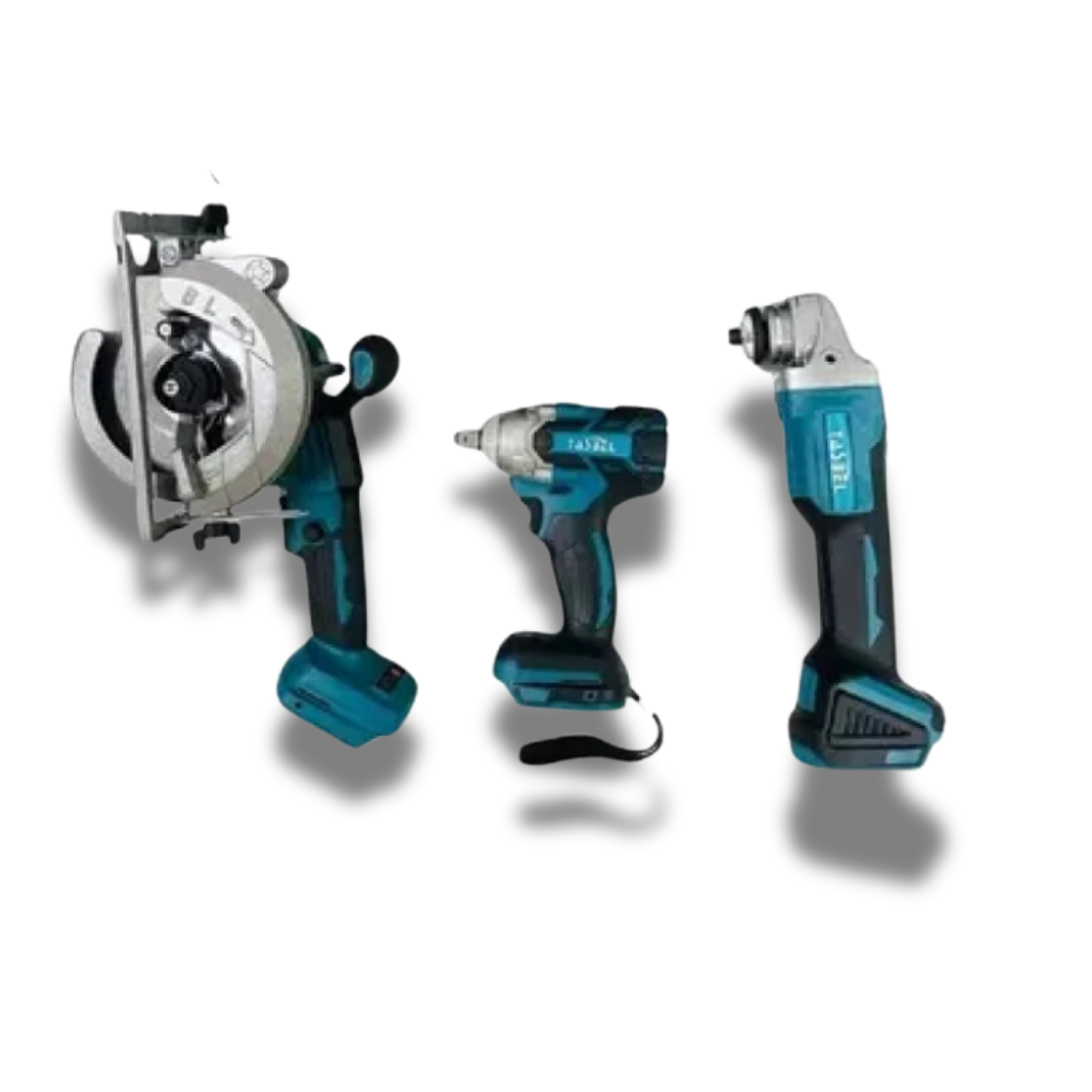 Kit de 6 Herramientas 98v - Taladro, llave de impacto, esmeril angular, rotomartillo, mini sierra y sierra circular