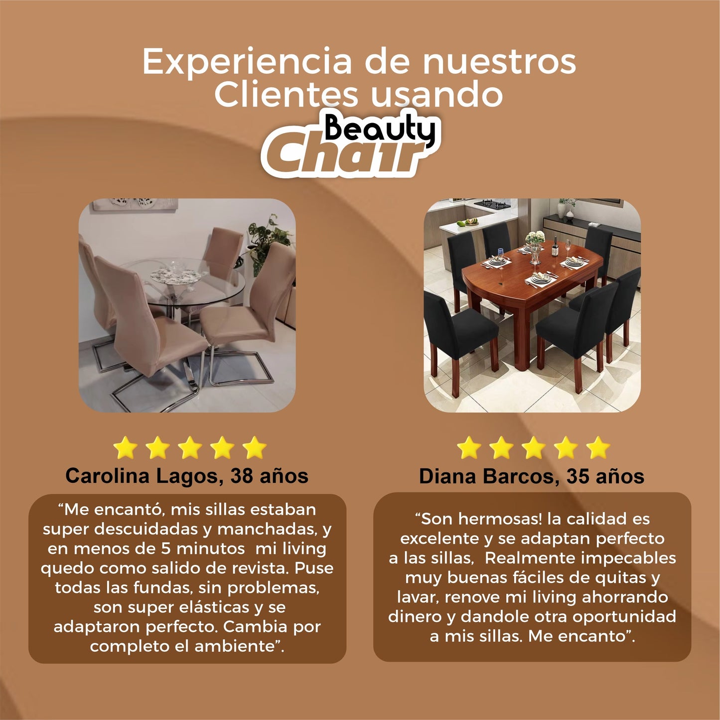 Set 2 Fundas Elásticas Adaptables Para Sillas - BeautyChair©