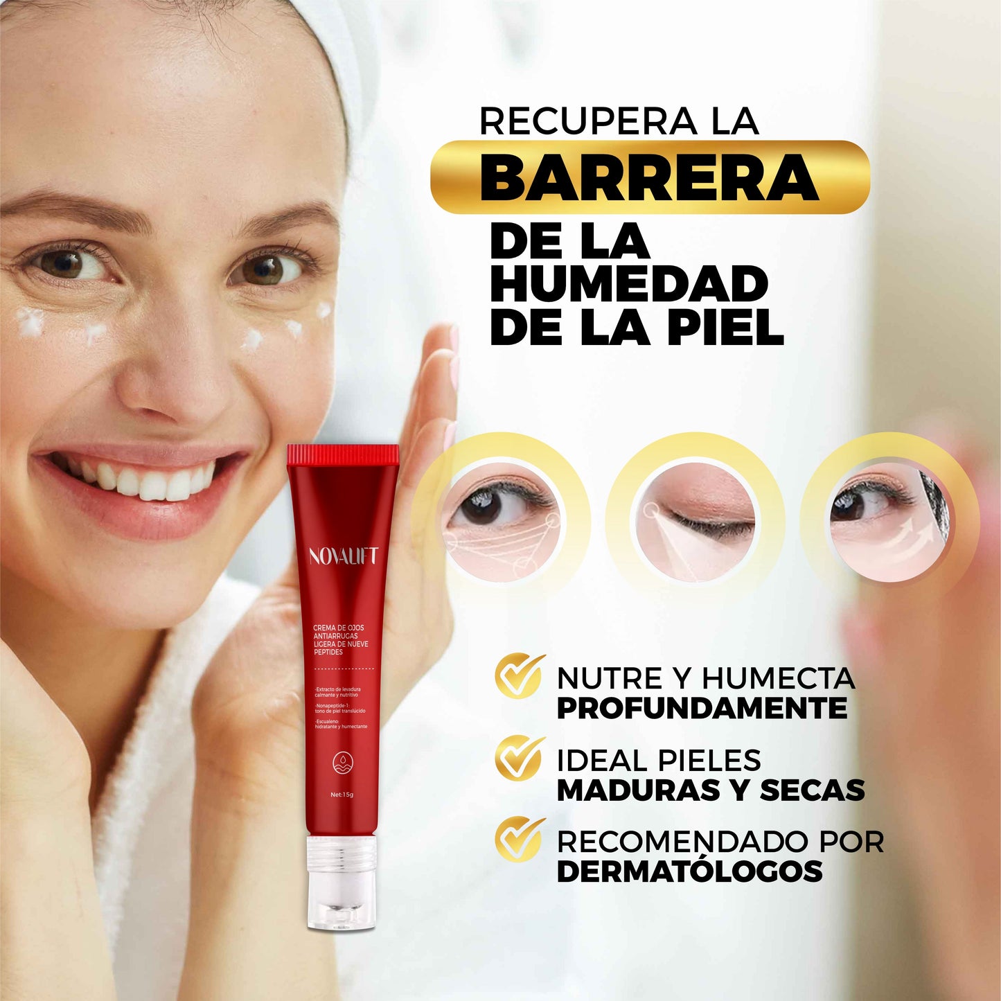 Crema Contorno De Ojos Anti Arrugas en Roll On - NovaLift©.
