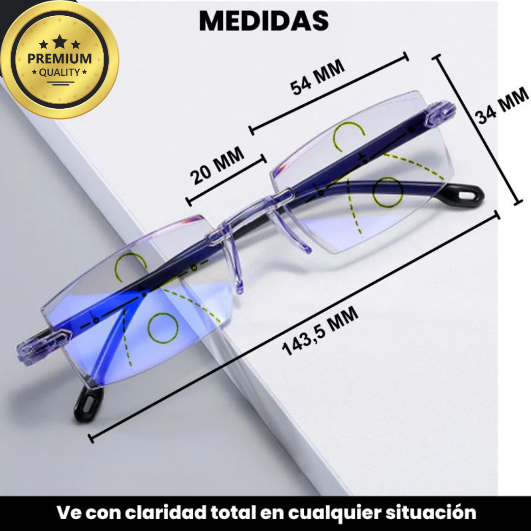 GAFAS MULTIFOCALES INTELIGENTES TR90 CON ZOOM AUTOMATICO, PROTECCION DE LUZ AZUL Y AMARILLA .
