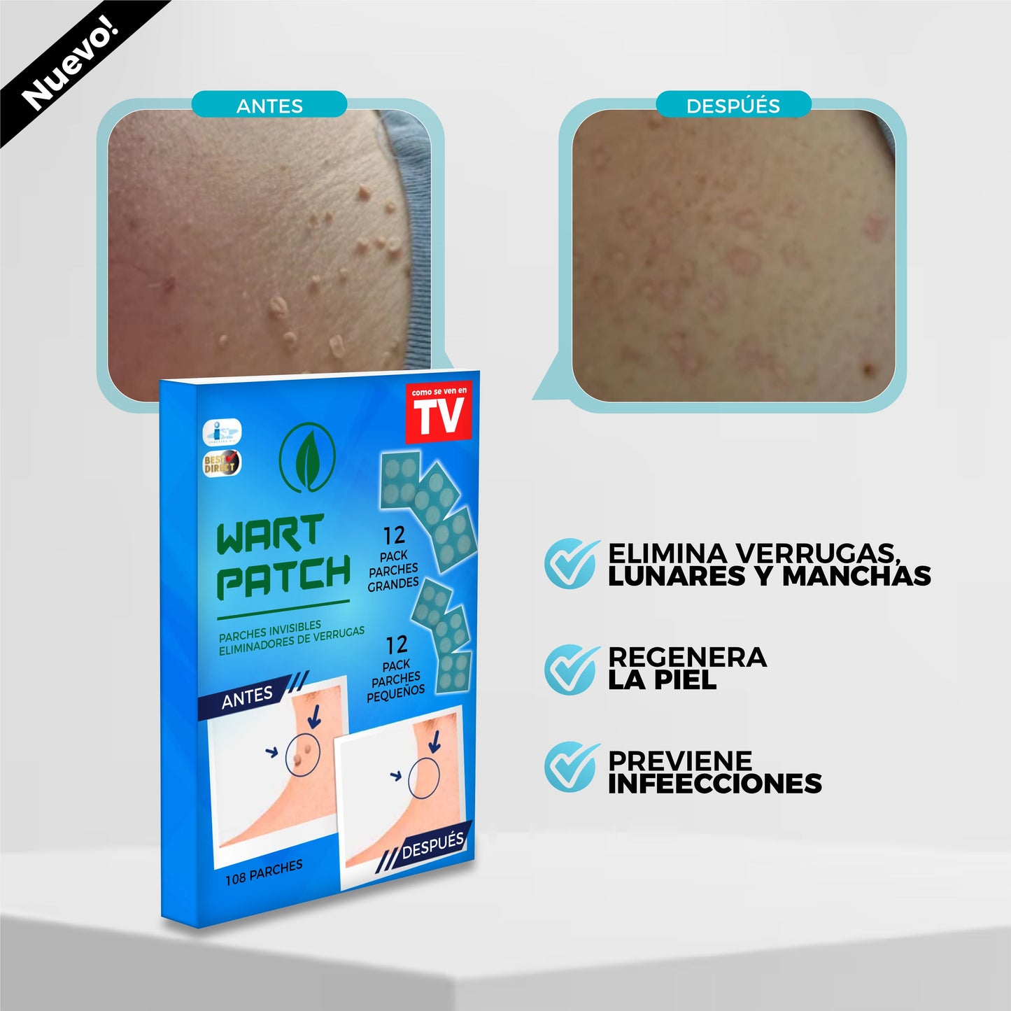 72x1 | Parches Eliminadores De Verrugas - WartPatch©
